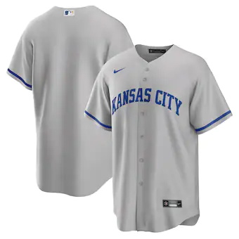 mens nike gray kansas city royals road replica team jersey_